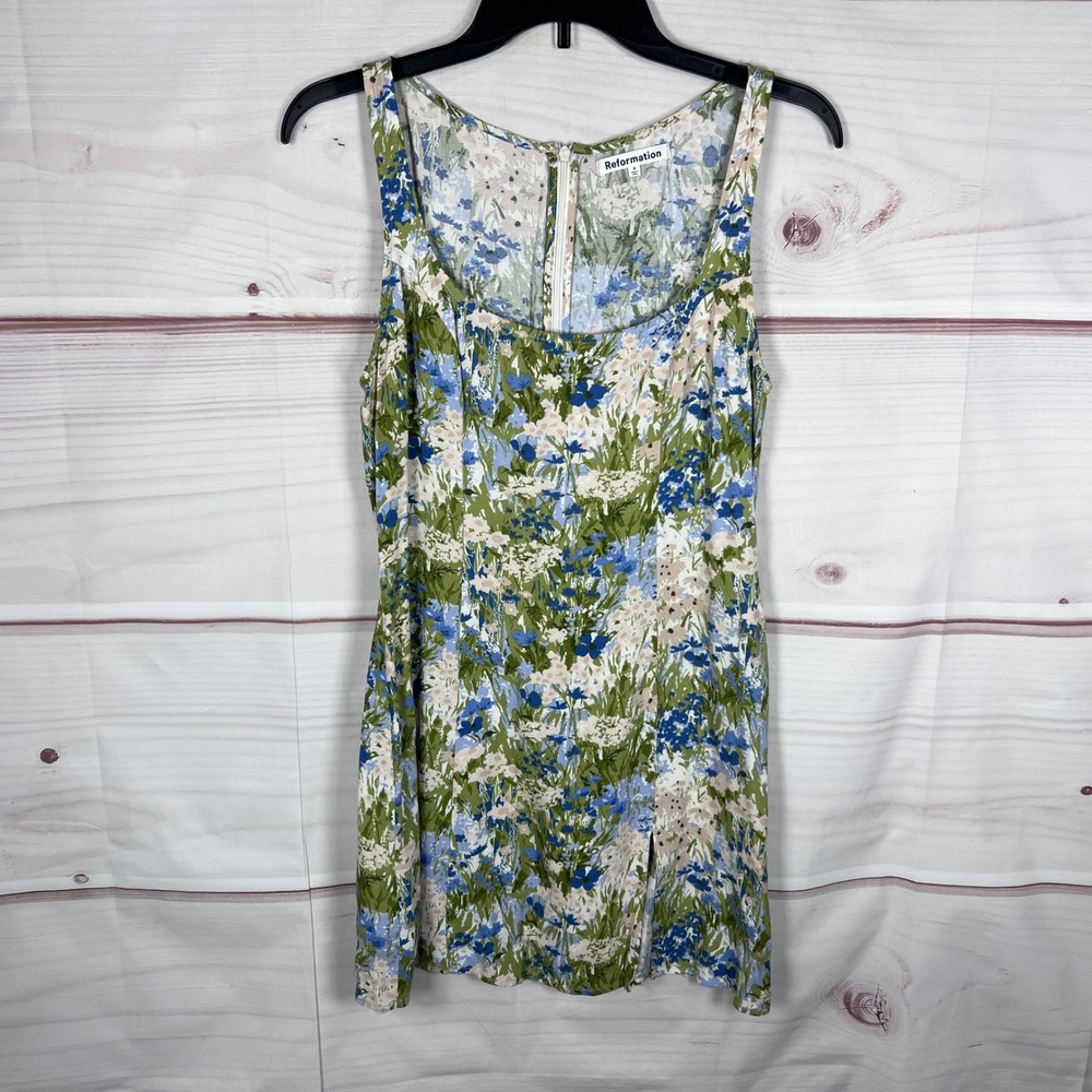 Reformation Noah Mini Dress Womens 4 Multicolor Floral Mini Sleeveless Slit